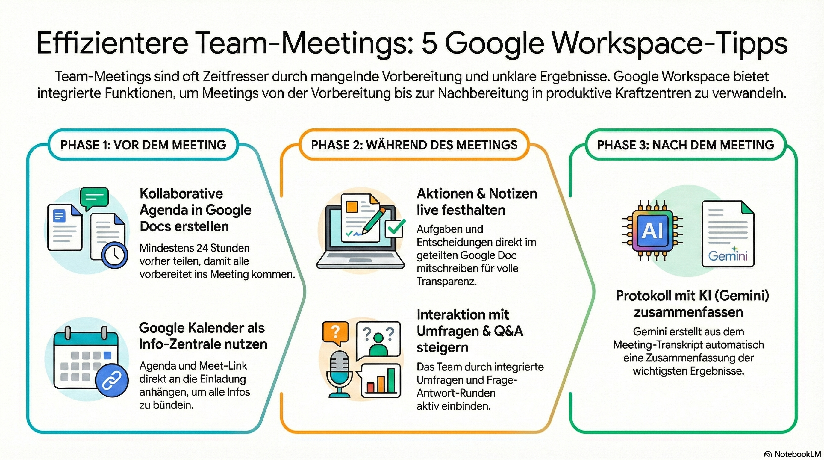 Infografik: 5 Google Workspace-Tipps für effizientere Team-Meetings